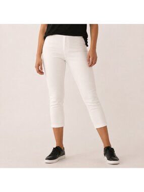 NEW DG2 Diane Gilman White Virtual Stretch Cropped Skinny Jeans - 8P Petite
